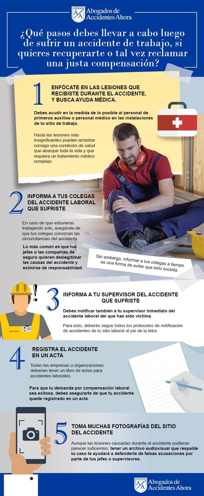 Los 5 pasos que debes tener en cuenta luego de un accidente laboral