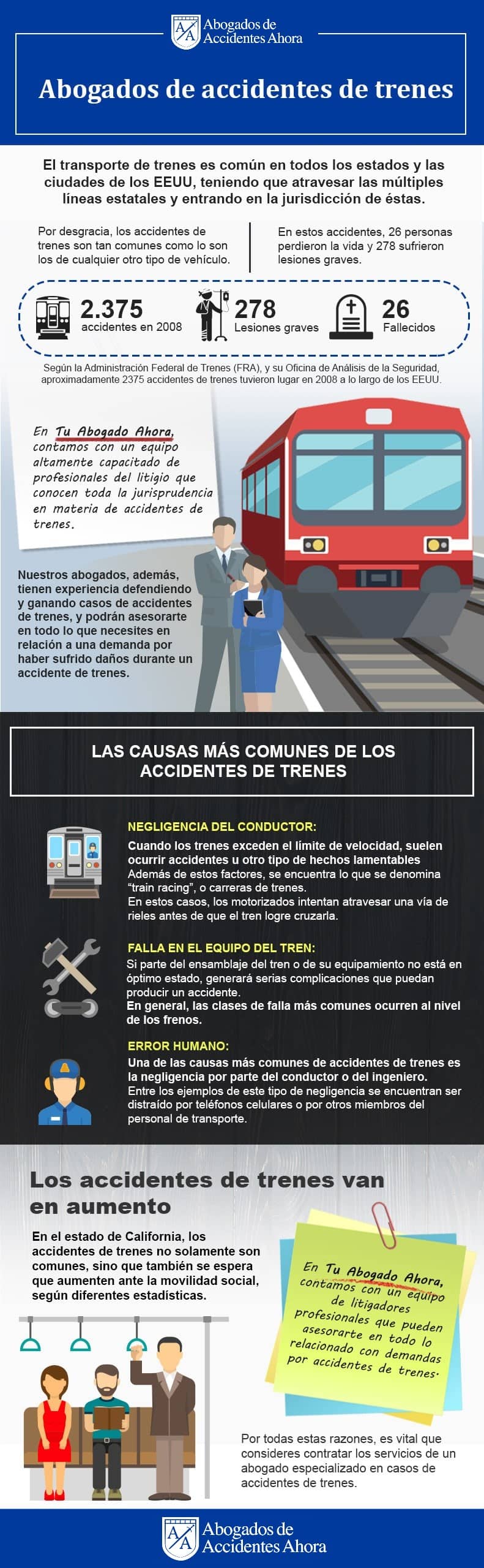 Las causas más comunes de los accidentes de tren, Abogados de Accidentes Ahora