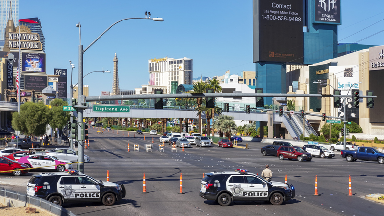 Un accidente en Las Vegas, policias presente